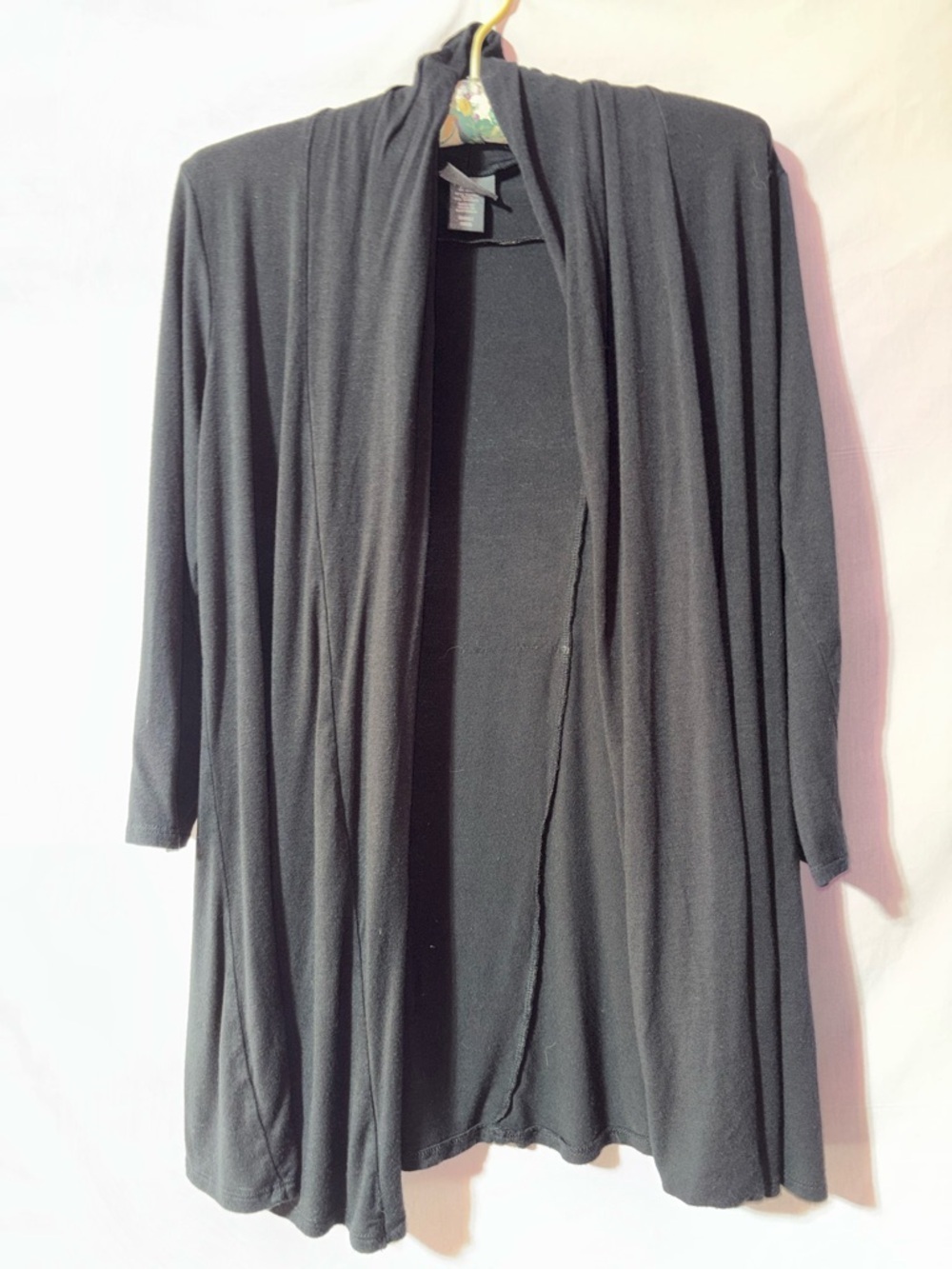 Covington Black Open-Front Draped Cardigan